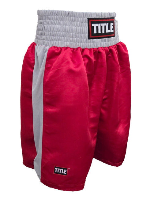 Title Boxing Trunks: - Satin-Red